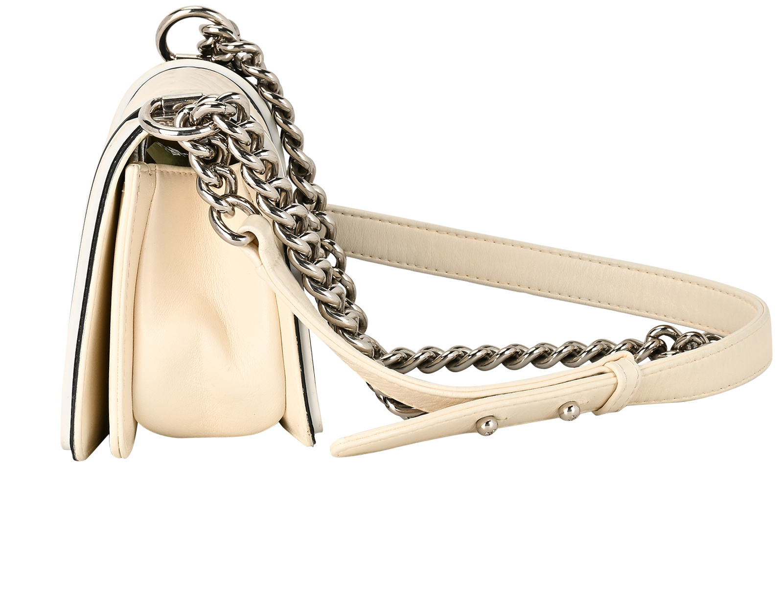 Small Boy, &pound;1,800, Handbags, Black/Cream, Lambskin Leather, Bottom view